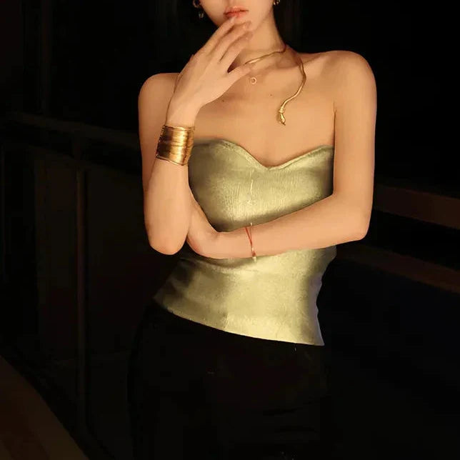 Levoire | Bandage Metallic Shine Tricot Corset Top