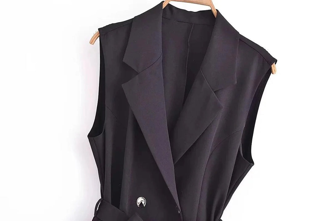 Levoire | Élégante Robe Longue Style Gilet Plissé Pour Femme