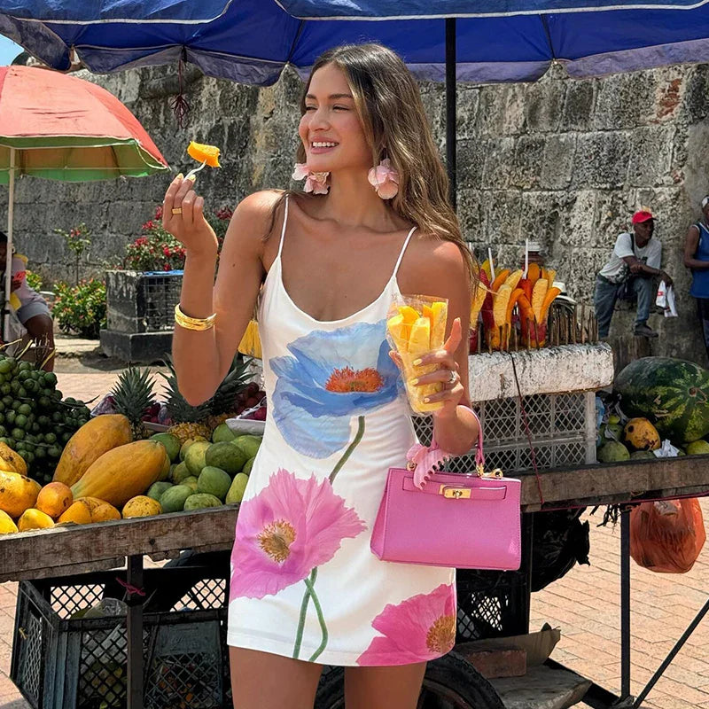Levoire | Débardeur Col Rond Élégant Robe à fleurs multicolore