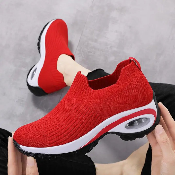 Levoire | Élégant Femmes Sportif Slip On Baskets Wedge Semelle Rot