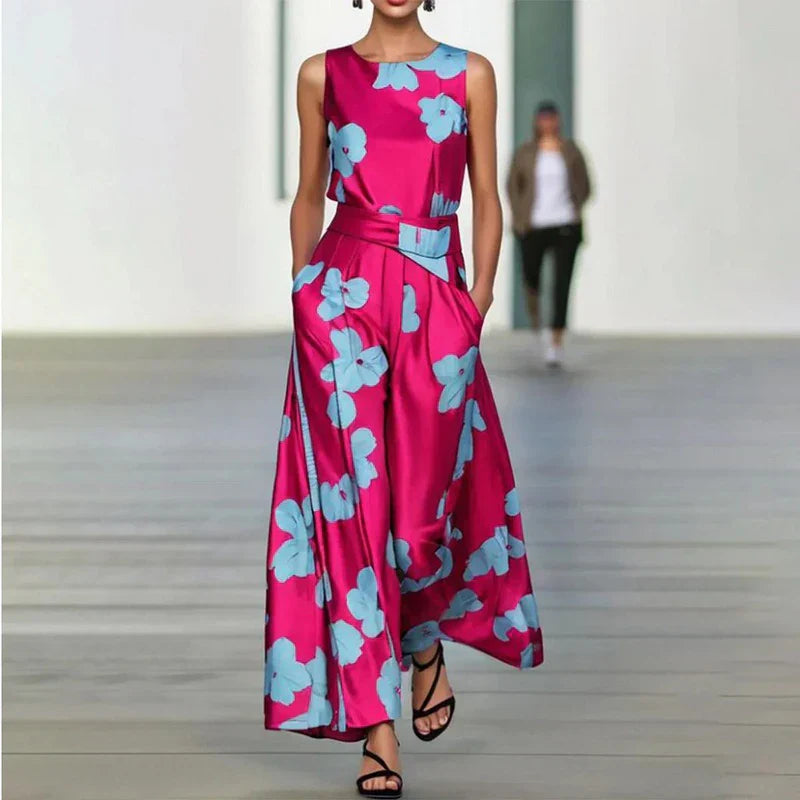 Levoire | Robe Élégante À Fleurs Rose Rouge