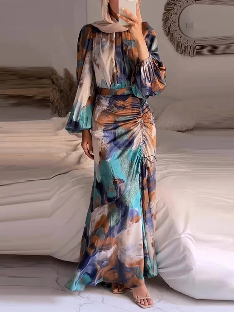 Levoire | Robe Plissée Élégante Bleu