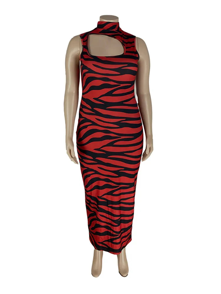 Levoire | Robe Maxi Sans Manches À Motif Zèbre Grande Taille