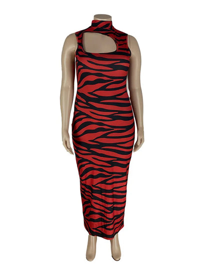 Levoire | Robe Maxi Sans Manches À Motif Zèbre Grande Taille