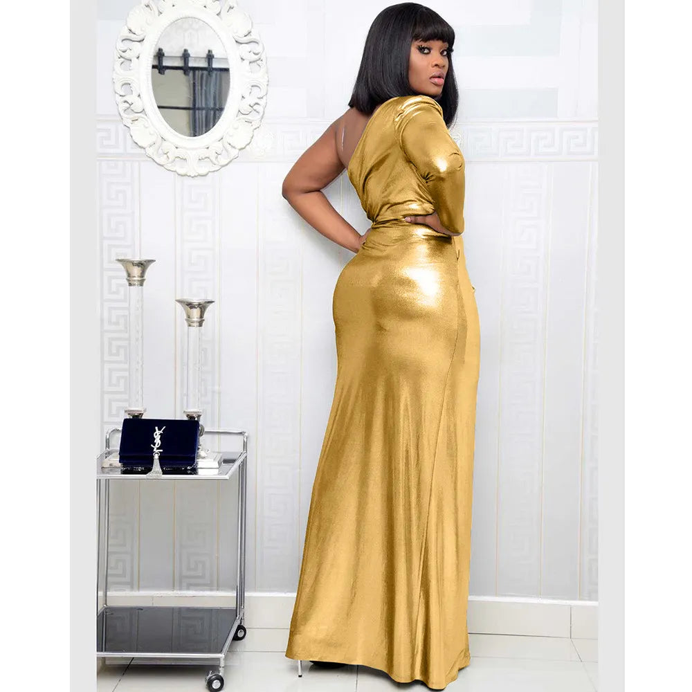 Levoire | Métallique Une Épaule Haute Diamètre Robes Maxi