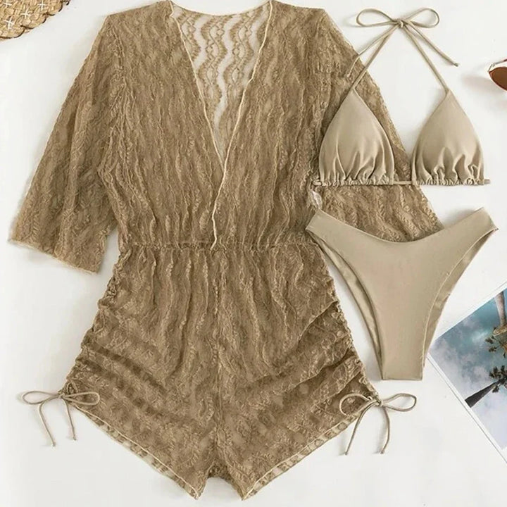Levoire | Ensemble De Plage Combinaisons Avec Bikini Beige