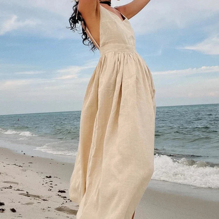 Levoire | Robe De Plage Avec Bretelles Réglables Beige
