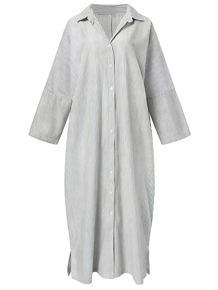 Levoire | Robe En Lin À Rayures Avec Une Coupe Décontractée