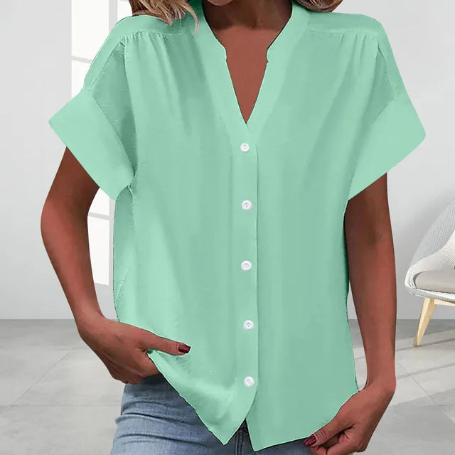 Levoire | Rento V-Cut Top À Col En V À Manches Courtes Myntegrøn