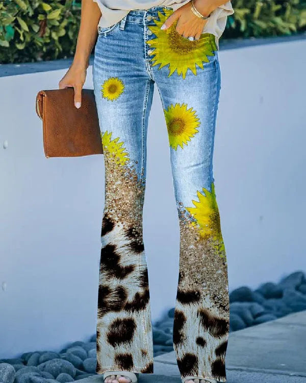 Levoire | Jean Avec Motif Floral Jaune