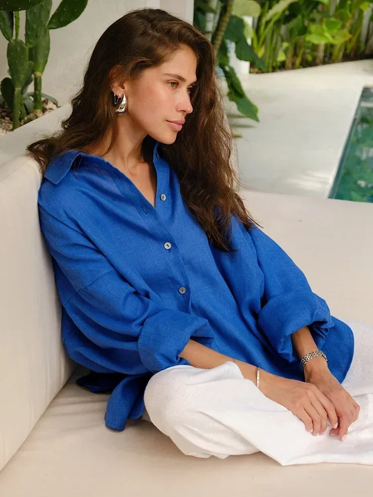 Levoire | Surpoids Chemise En Lin Bleu