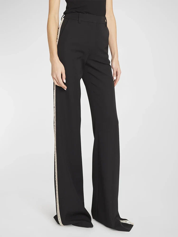 Levoire | Veste De Designer Diamants Cristal Perles Blazer Droite Pantalon Ce pantalon