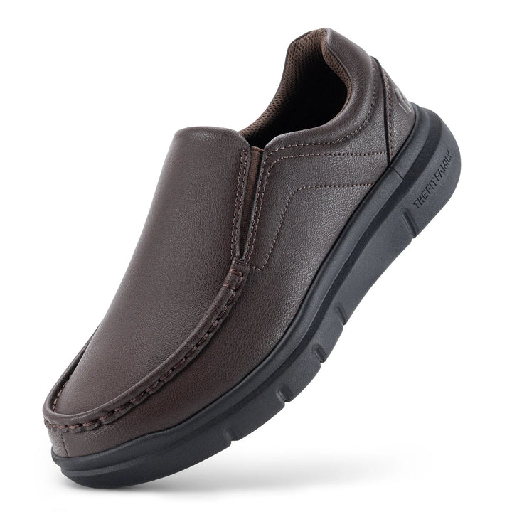 Levoire | Chaussures À Glissière Pour Hommes En Cuir À Coupe Large Marron foncé
