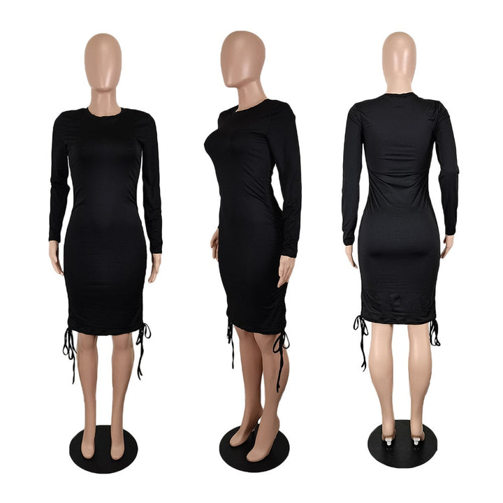 Levoire | Robe Midi Bodycon Extensible Froncée Rapide