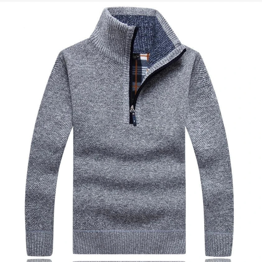 Levoire | Pull en laine à col zippé à manches longues Gris