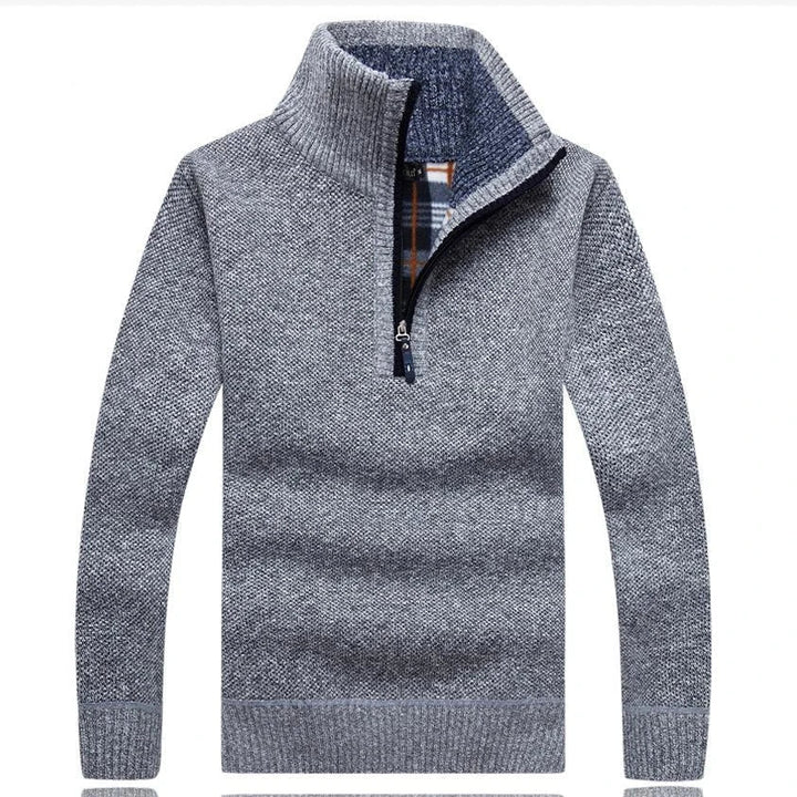 Levoire | Pull en laine à col zippé à manches longues Gris