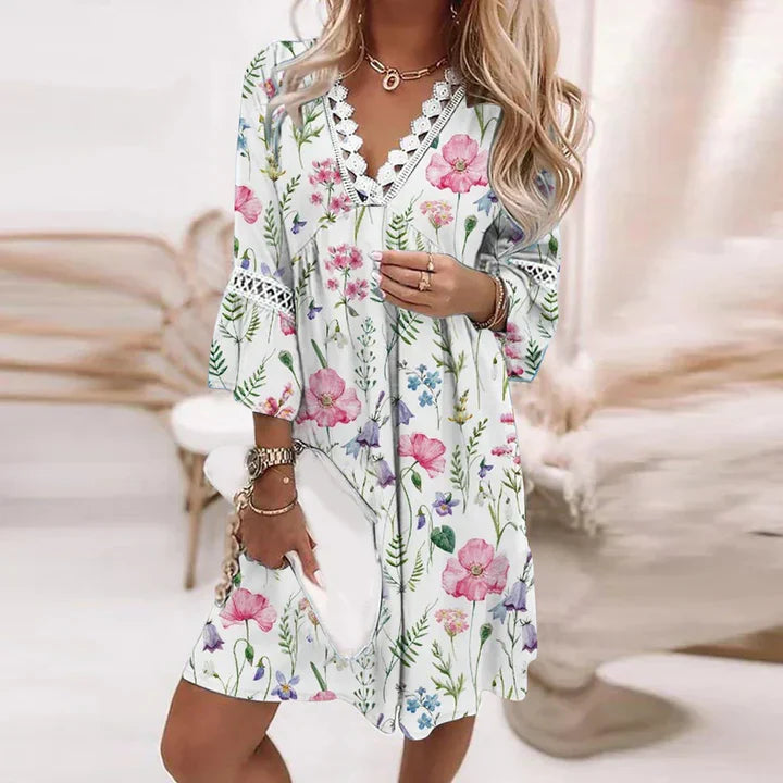 Levoire | Robes D'Été Fleuries Légères Blanc Bleu