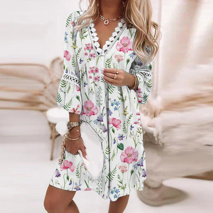 Levoire | Breezy Blooms Robe d'été pour femmes Blanc-Rose