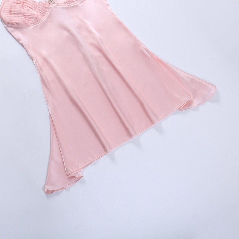 Levoire | Velours Spaghetti Dip V-Sans Manches Mini Robes