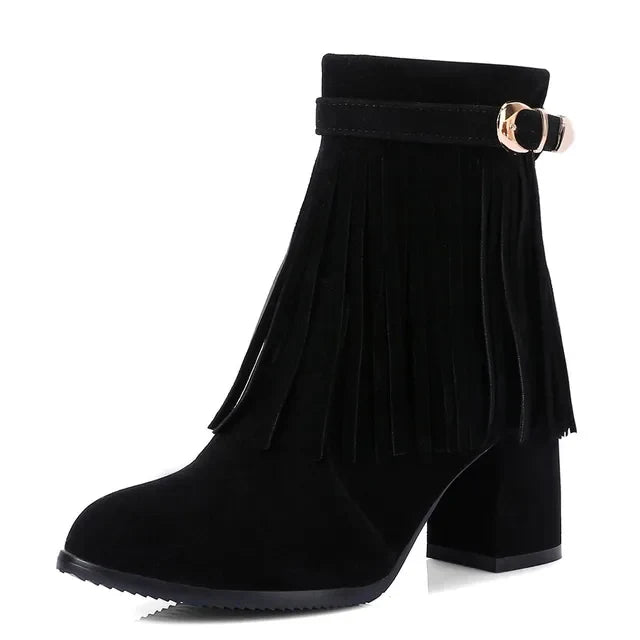 Levoire | Bottines Cowboy Avec Franges Noir 4