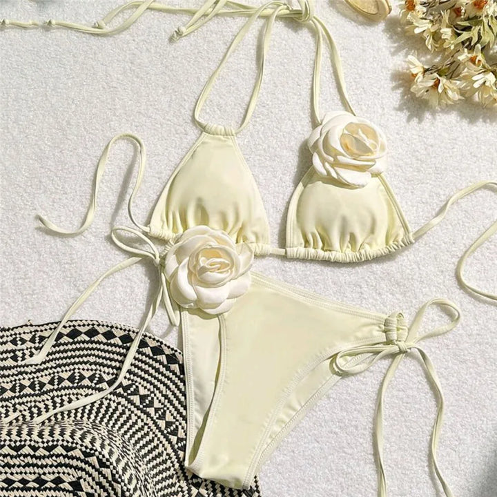 Levoire | Bikini Avec Motif De Roses Blanc