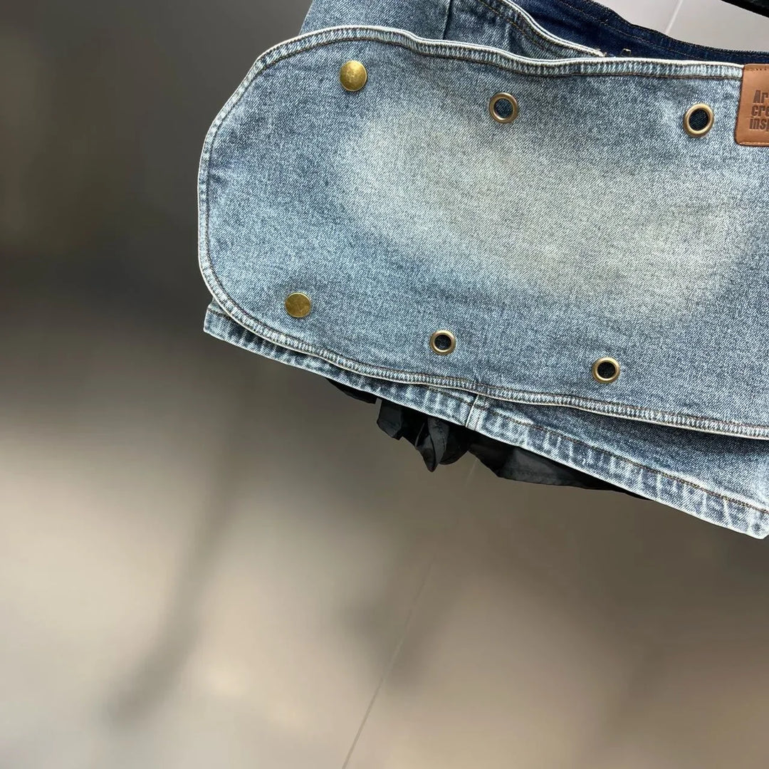 Levoire | Y2K Boucles Métalliques Super Court Mini Jupe En Denim