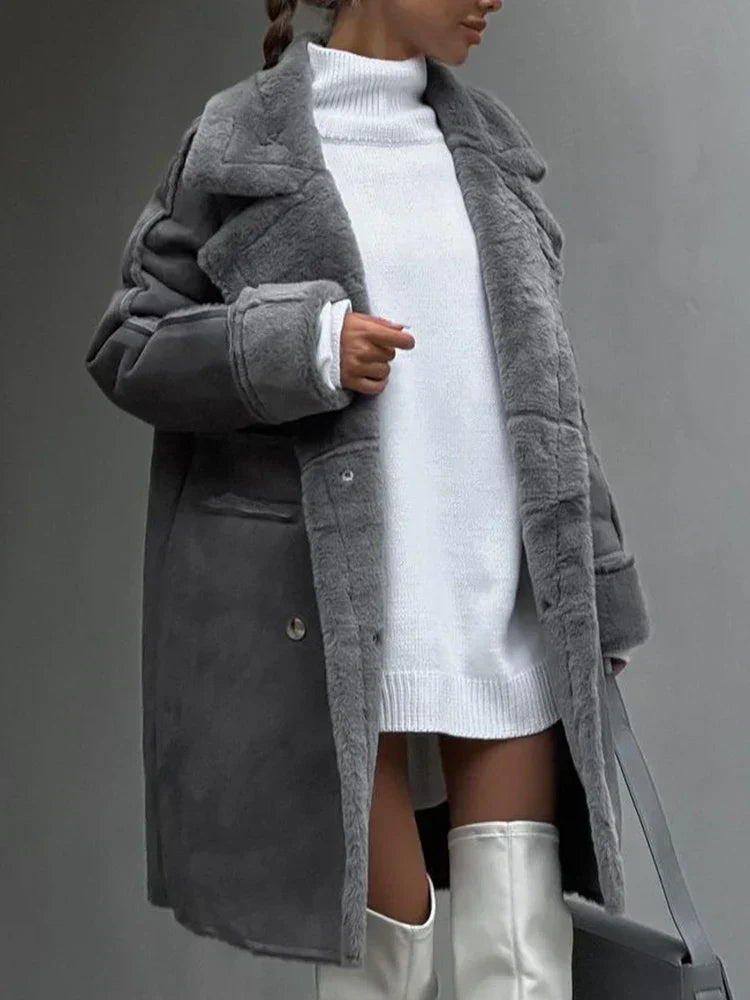 Levoire | Manteau long en fausse fourrure pour l'hiver Gris