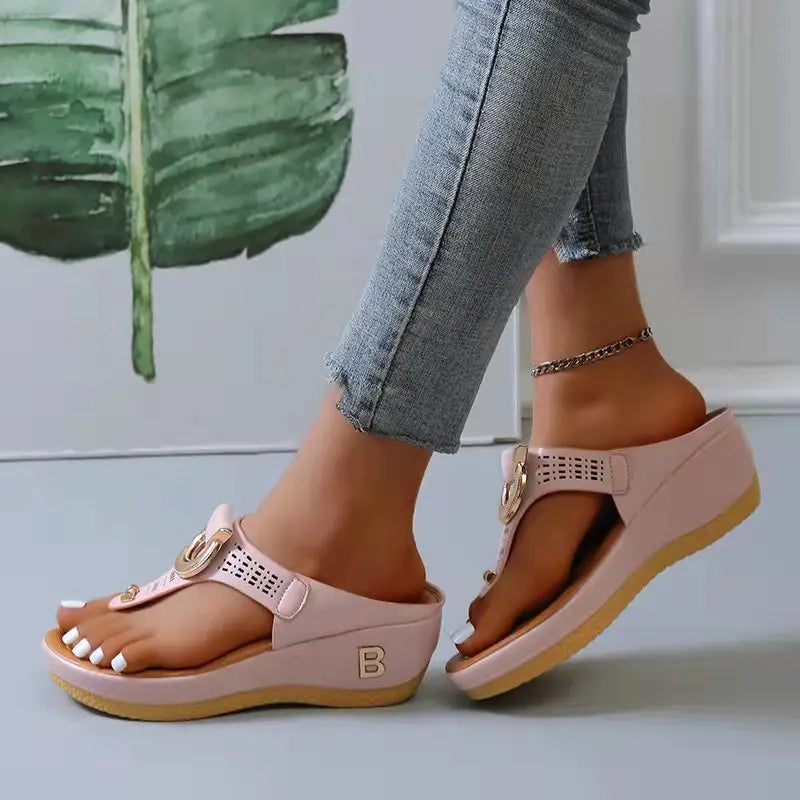 Levoire | Chaussures D'Été, Grandes Semelles Compensées, Antidérapantes, Chaussures De Plage Confortables Rosa