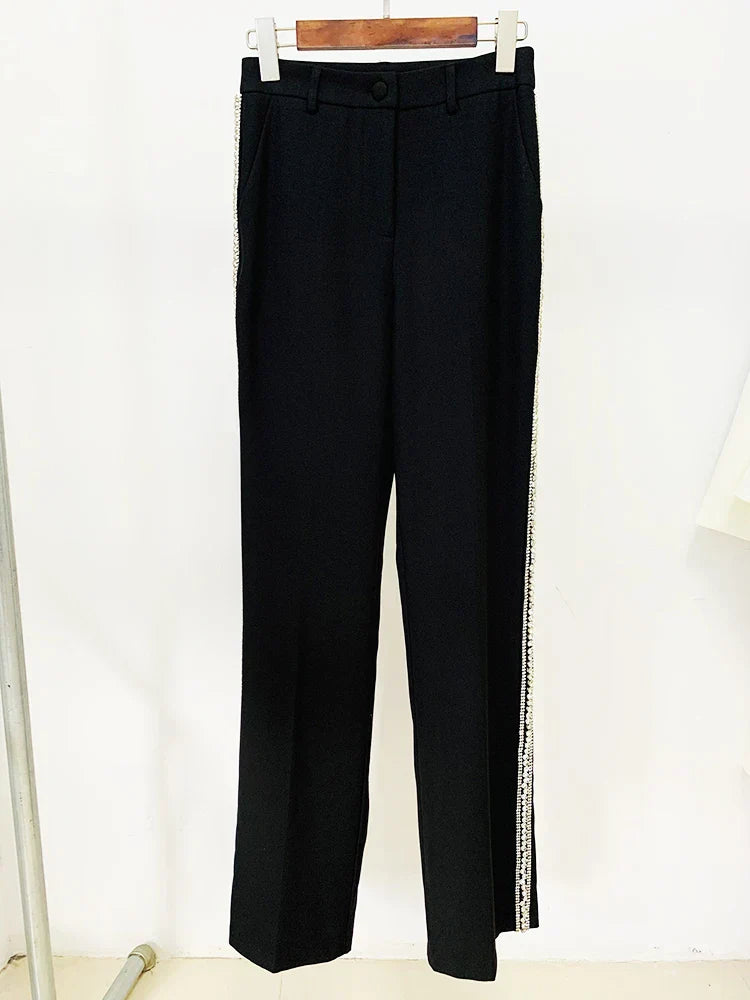 Levoire | Veste De Designer Diamants Cristal Perles Blazer Droite Pantalon