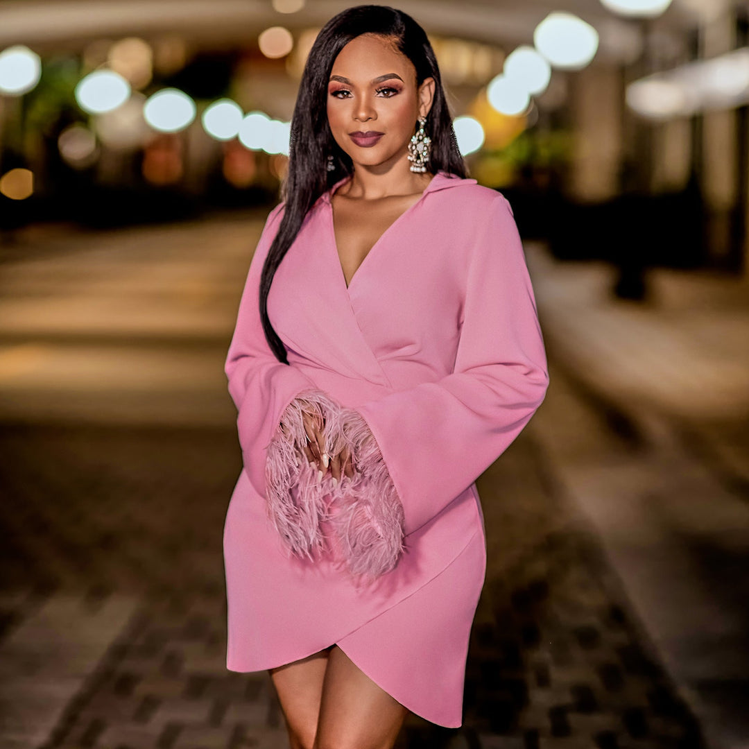 Levoire | Robe Mini Enveloppe Decollete En V Rose Femmes Rose