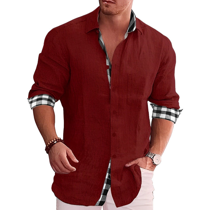 Levoire | Chemise D'Été Avec Des Manches Retroussées Et Un Motif Rouge vin