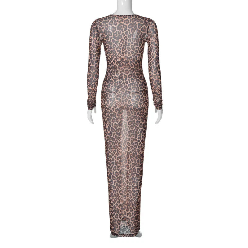 Levoire | Robe De Fête En Mesh Léopard