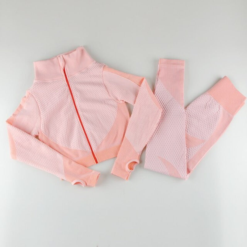 Levoire | Ensemble De Vêtements De Sport Avec Haut À Fermeture Éclair Saumon