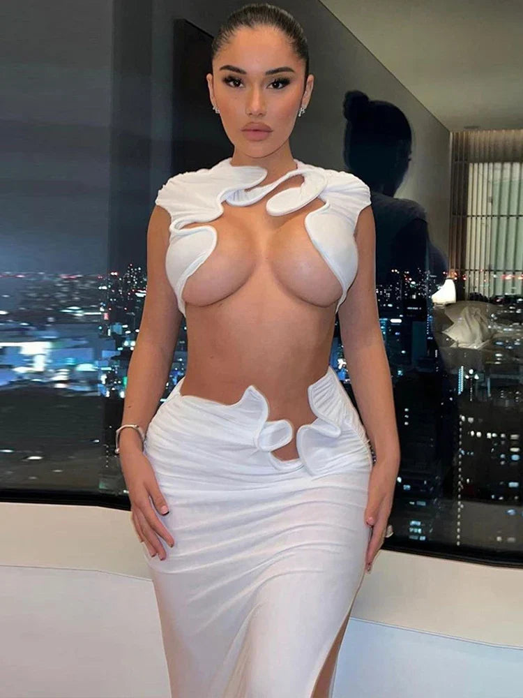 Levoire | Dyi Ujevn Micro Crop + Long Jupe Set Blanc