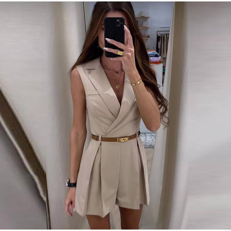 Levoire | Combinaison Élégante Sans Manches Pour Femmes Abricot