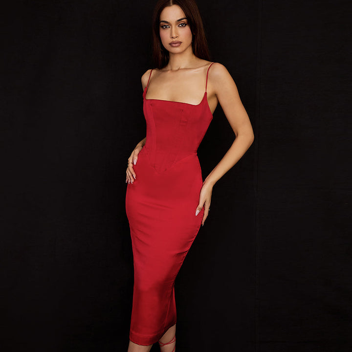 Levoire | Satin Dos Nu Ouverture Robe Maxi