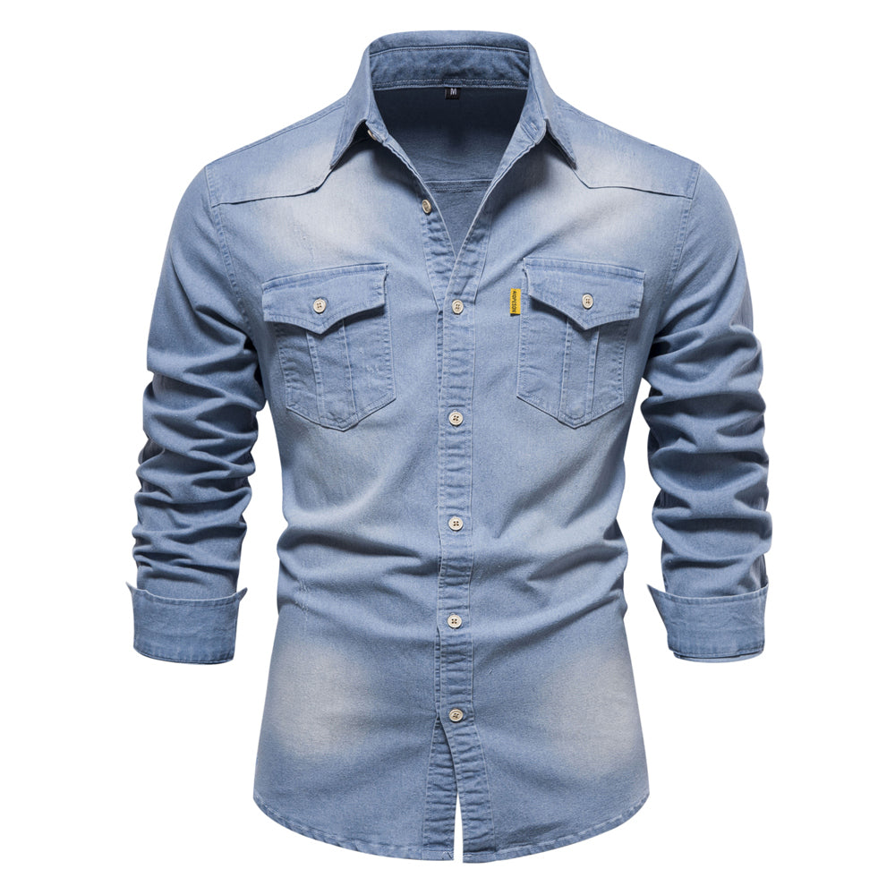 Levoire | Chemise Moderne Avec Poches Poitrine Bleu Clair