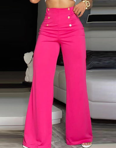 Levoire | Pantalon Évasé Couleur D'Été, Taille Haute & Pattes Larges