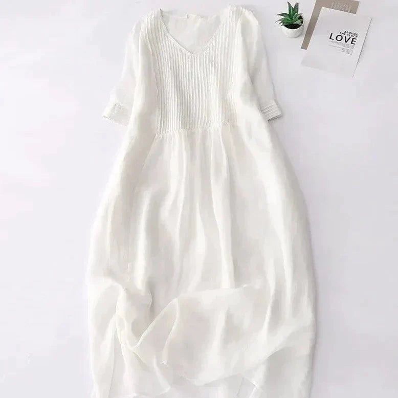 Levoire | Robe Plissée À Motif Floral Blanc