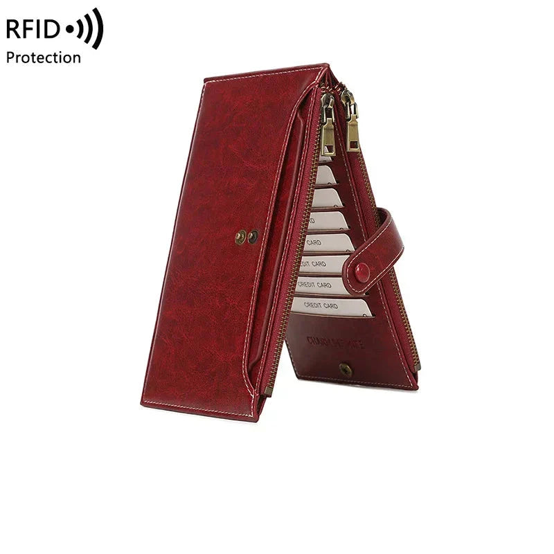 Levoire | Élégant Portefeuille De Voyage Grand Bloquant Rfid Vin Rouge