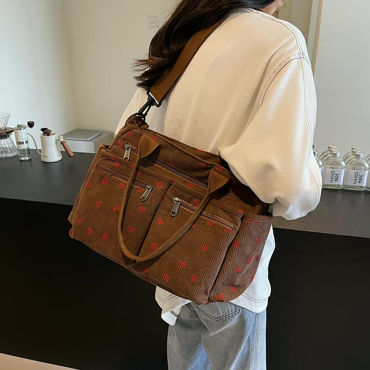 Levoire | Sac À Bandoulière En Corduroy Brodé Pour Femmes