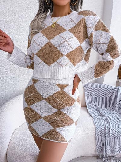 Levoire | Ensemble 2 Pièces Look Unique Avec Bord Rétro Carreaux khaki