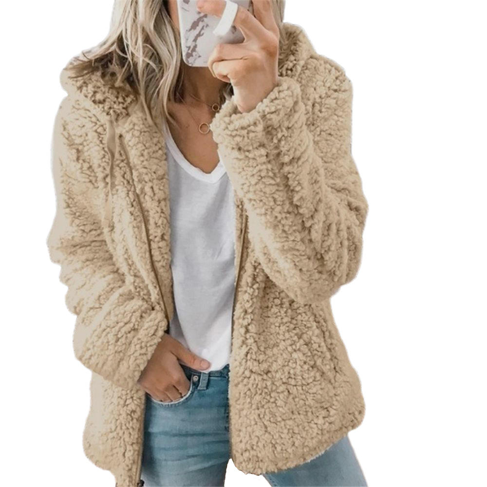 Levoire Mode Femme | Manteau en fourrure élégant en peluche ours : Manteau en polaire doux avec poches et fermeture éclair