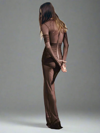 Levoire | Robe En Tulle Froncé À Manches Longues