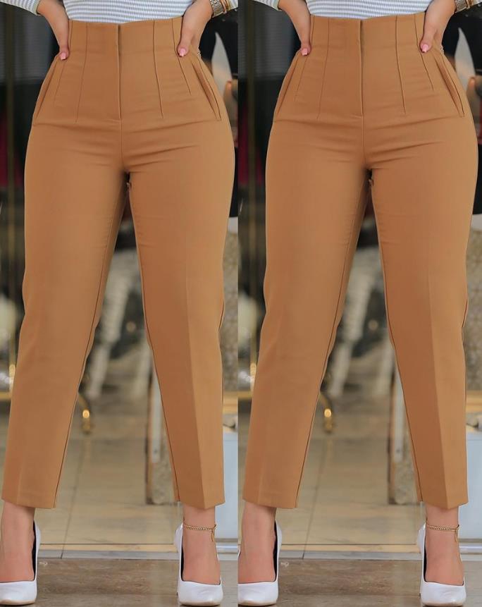 Levoire | Femmes Pantalon Cropped Taille Haute Marron