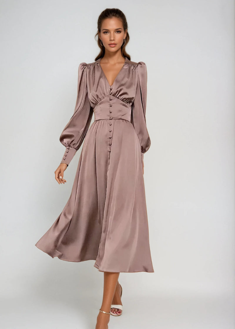 Levoire | Robe Maxi en Soie Décolleté en V pour Femmes