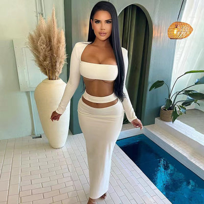 Levoire | Haut À Col Carré Et Jupe Maxi Ensemble