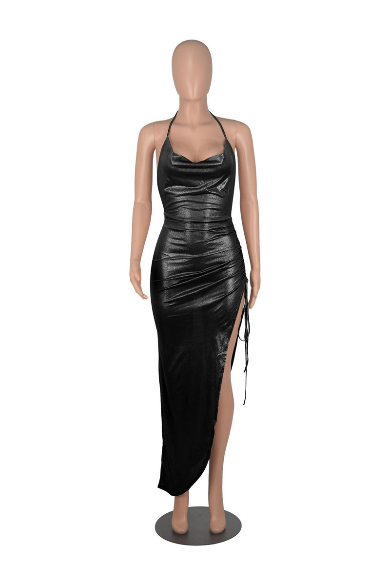 Levoire | Top À Dos Ouvert En Paillettes Fente Haute Robe Froncée Narbinding