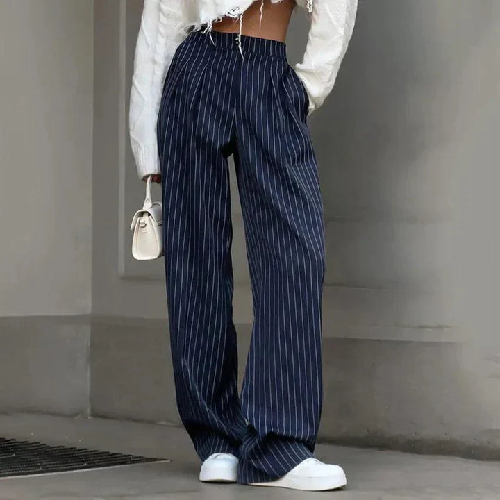 Levoire | Pantalon Rayé Femme Taille Haute Merensininen
