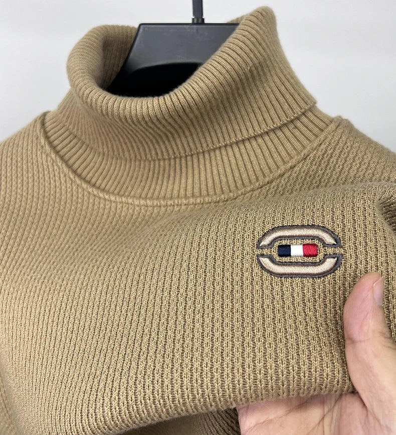 Levoire | Pull Col Roulé Luxueux Pour Homme Khaki